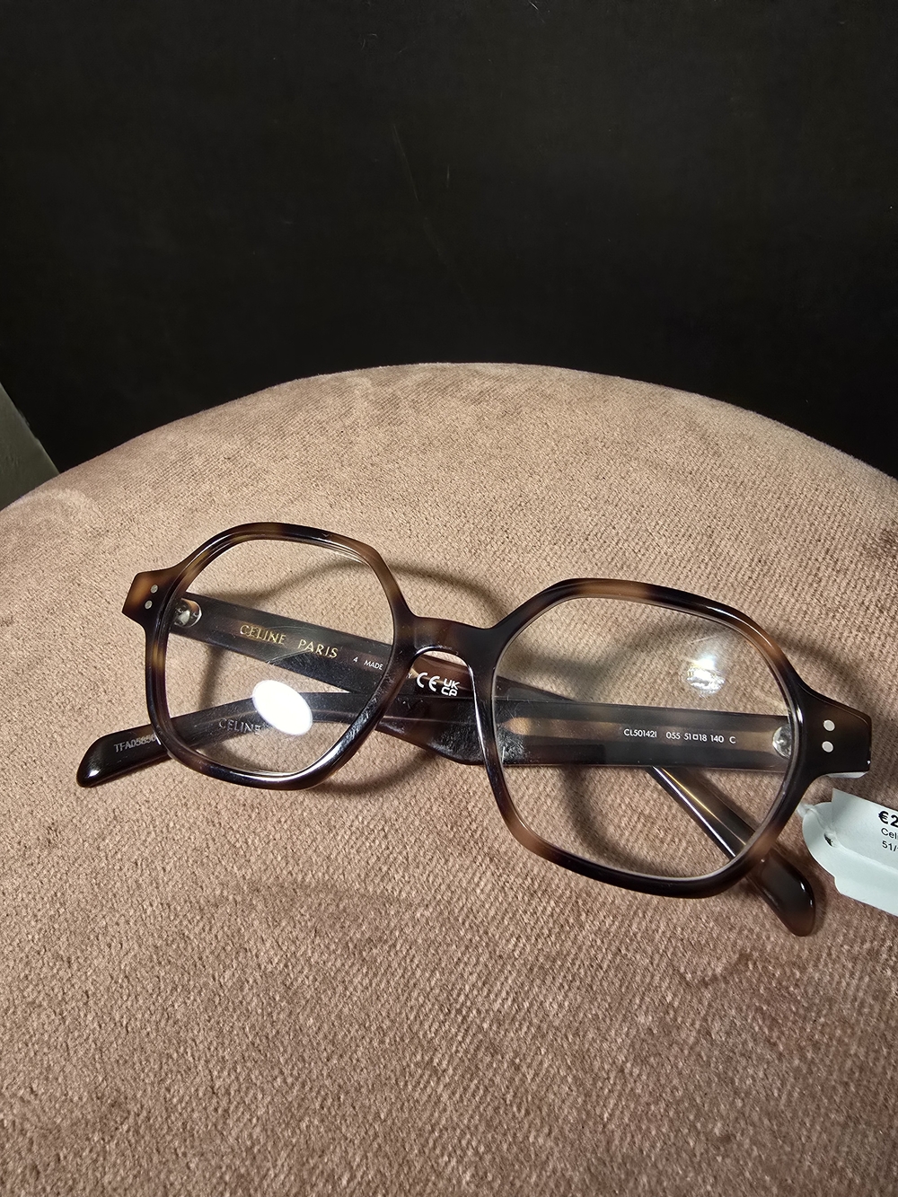 Celine Paris Geometric Optical Glasses In HAVANA CL50142I